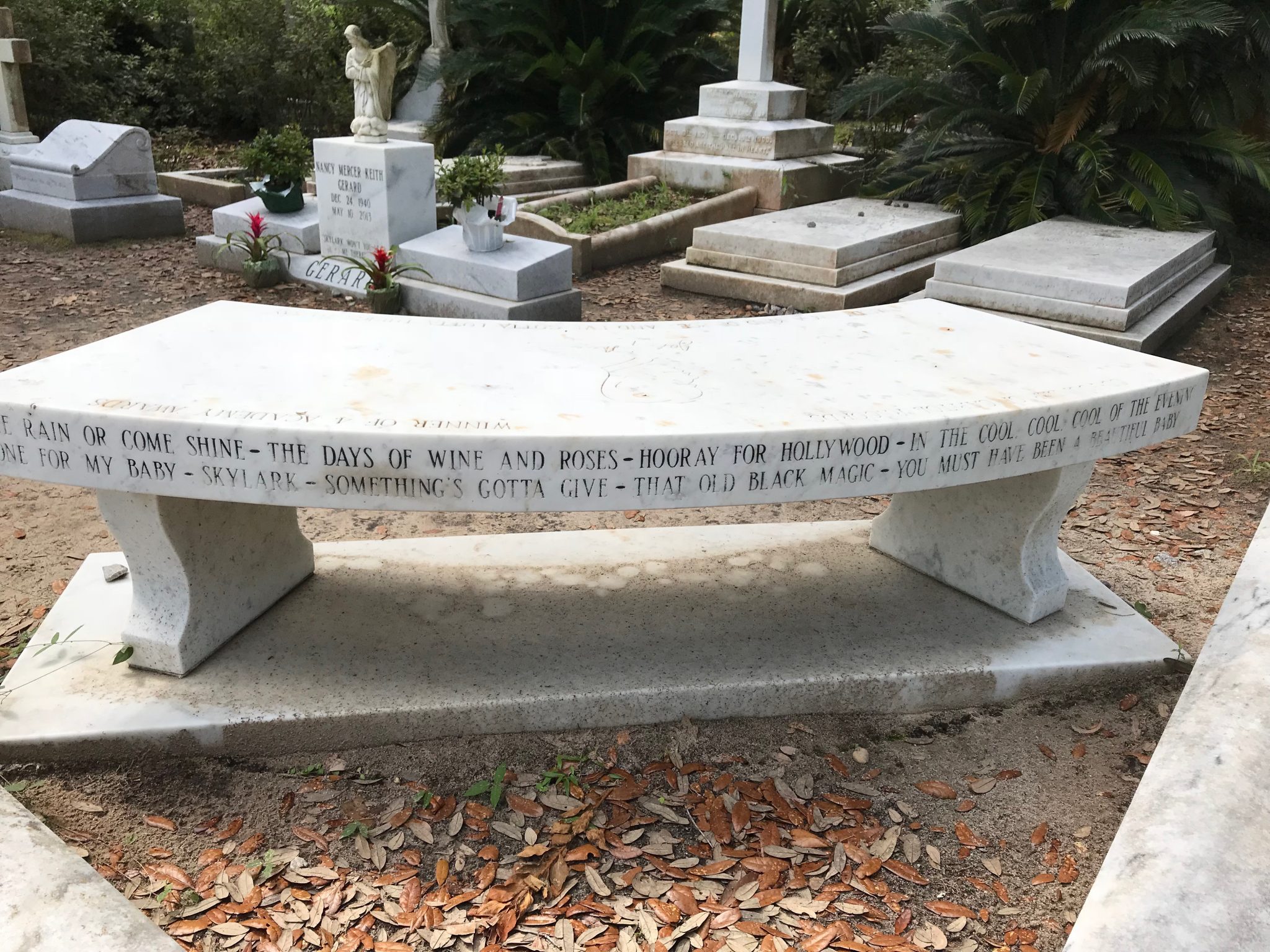 Johnny Mercer bench Boneventure Cemetery