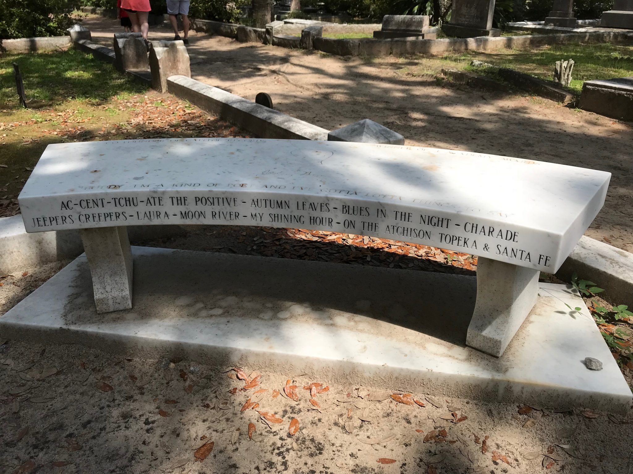Johnny Mercer bench Boneventure Cemetery