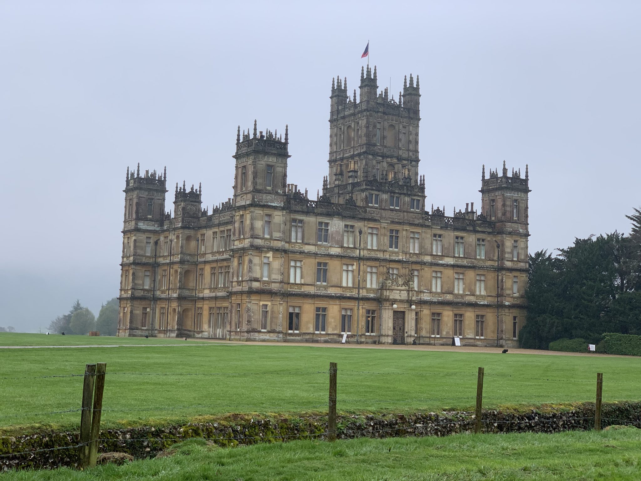 Highclere Castle on a cloudy day