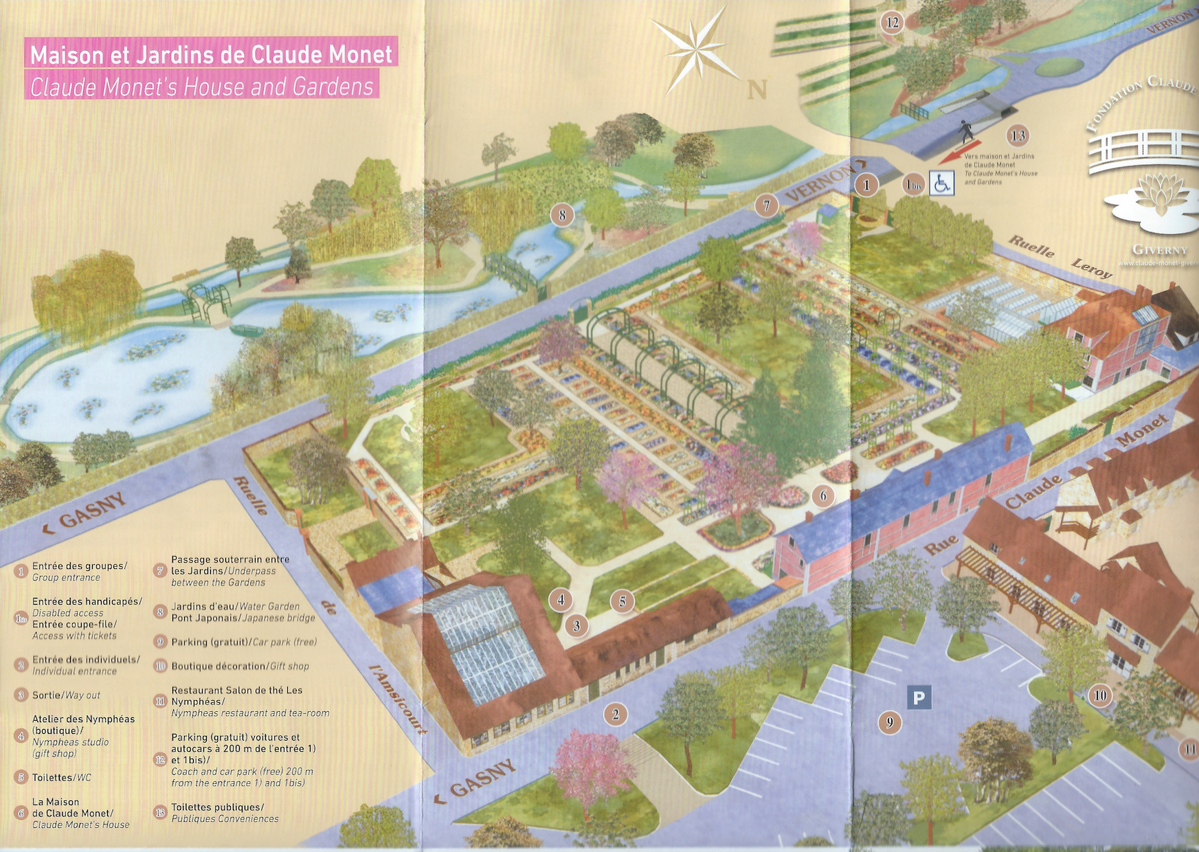 Map of House and Gardens of Claude Monet at Giverny